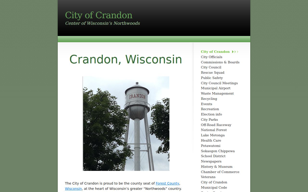 Crandon criminal history and official city government page
