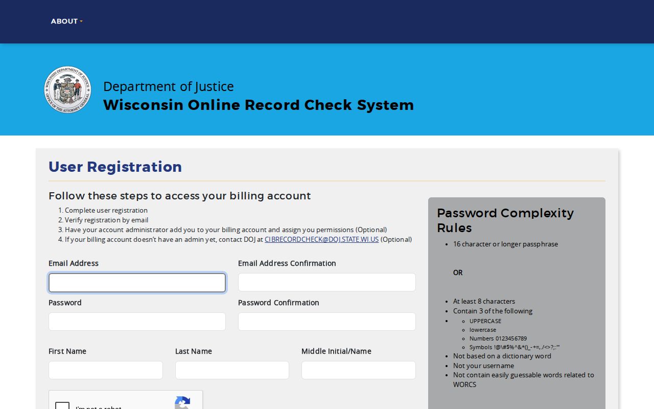 Forest County criminal record access through WORCS registration